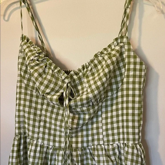 Cider Light Green and White Gingham Midi Dress NWT - Picture 5 of 13